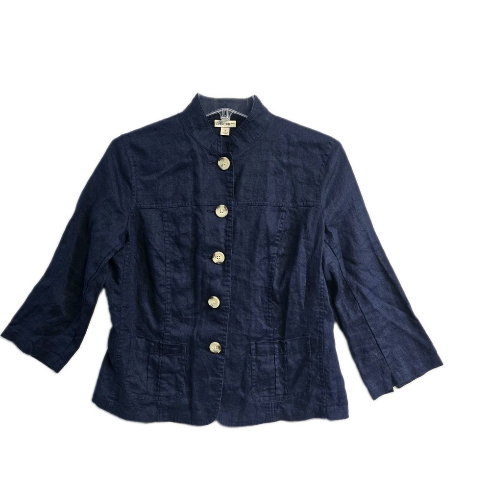 Cherokee Women's  Small Linen Navy Blue Blazer Jacket